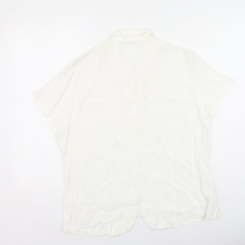 Marks and Spencer Womens Ivory  Polyester Basic Button-Up Size 20 V-Neck