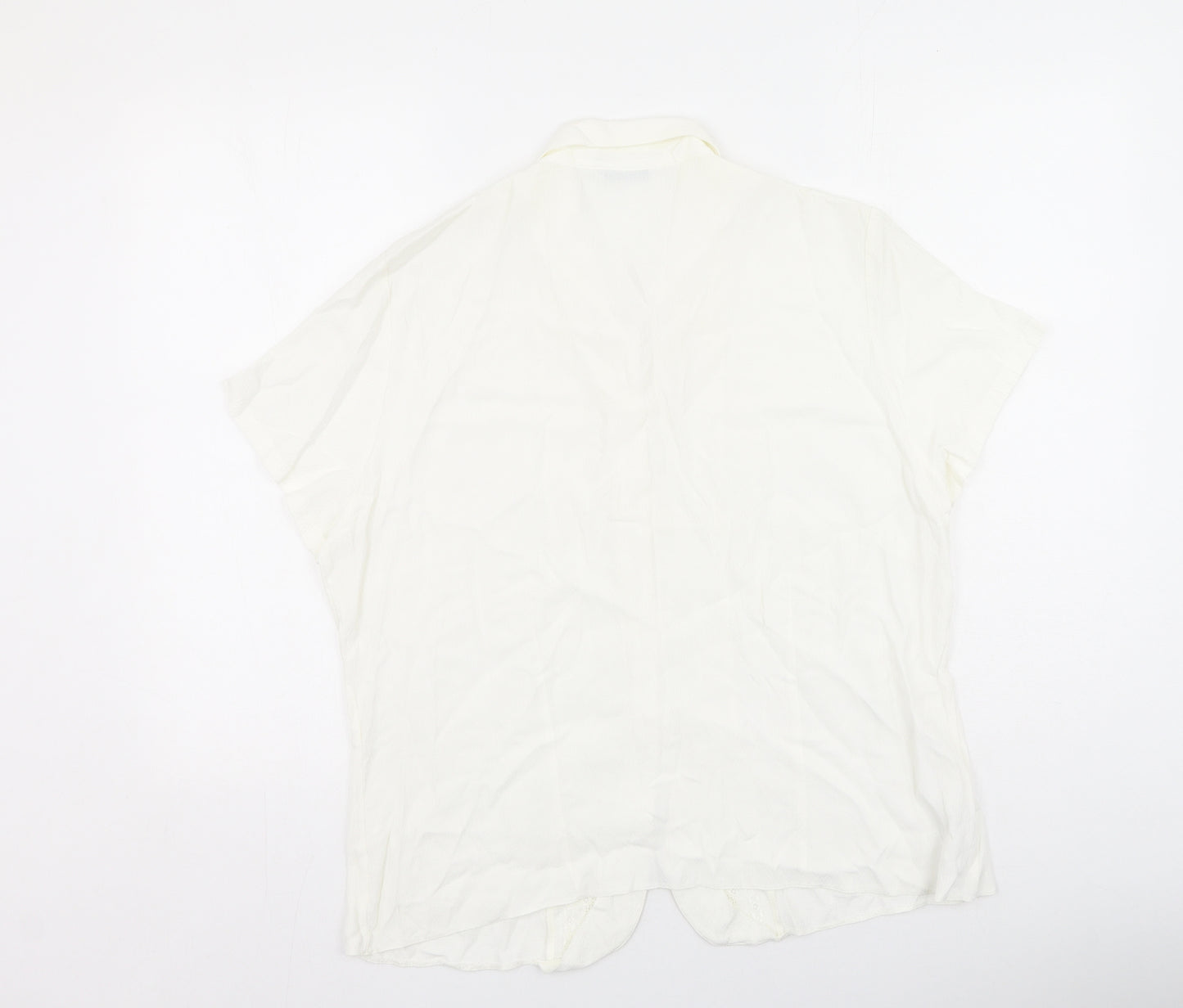 Marks and Spencer Womens Ivory  Polyester Basic Button-Up Size 20 V-Neck