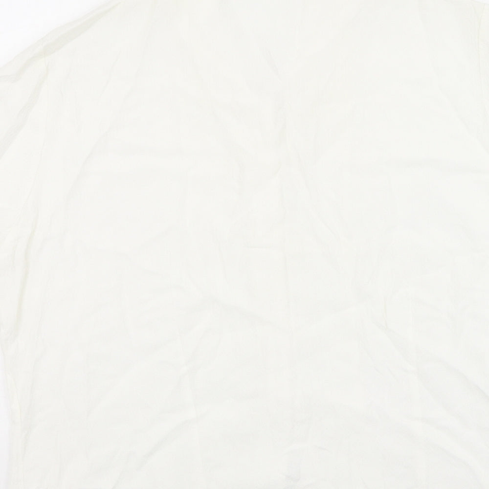 Marks and Spencer Womens Ivory  Polyester Basic Button-Up Size 20 V-Neck