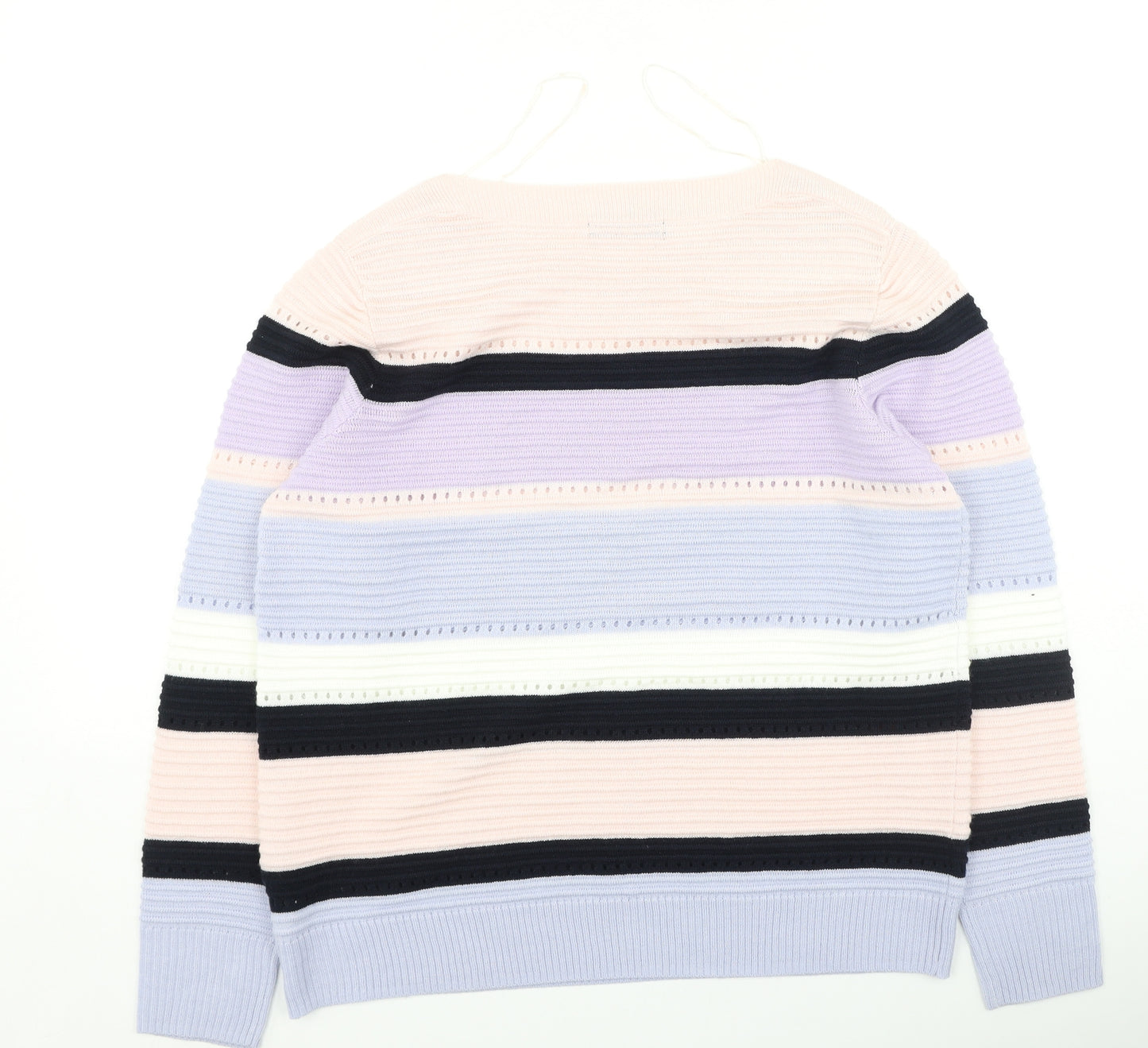 F&F Womens Multicoloured Round Neck Striped Acrylic Pullover Jumper Size 12