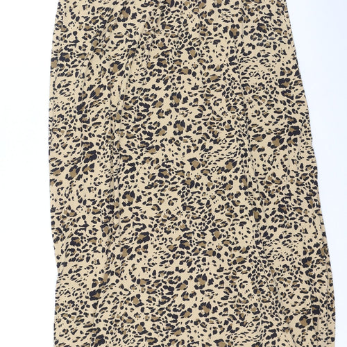 Marks and Spencer Womens Brown Animal Print Viscose Tank Dress  Size 8  Round Neck