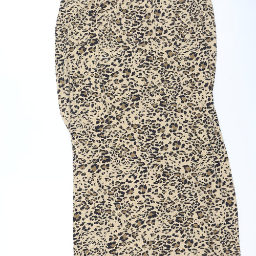 Marks and Spencer Womens Brown Animal Print Viscose Tank Dress  Size 8  Round Neck