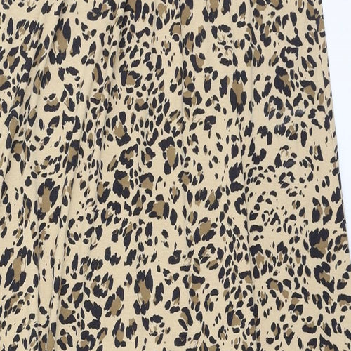 Marks and Spencer Womens Brown Animal Print Viscose Tank Dress  Size 8  Round Neck