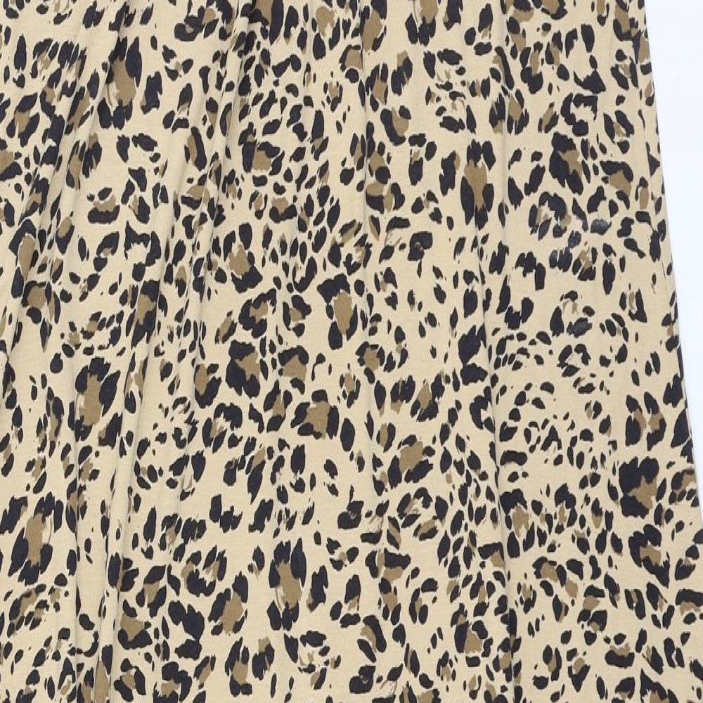 Marks and Spencer Womens Brown Animal Print Viscose Tank Dress  Size 8  Round Neck
