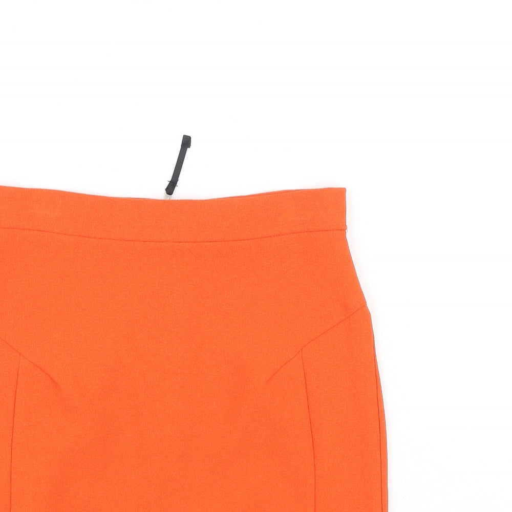 Topshop Womens Orange  Viscose Mini Skirt Size 8