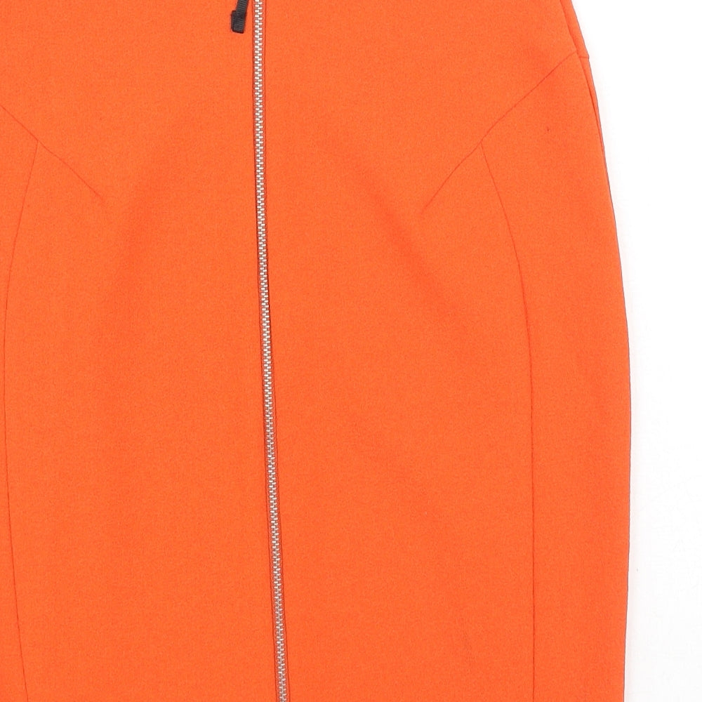 Topshop Womens Orange  Viscose Mini Skirt Size 8