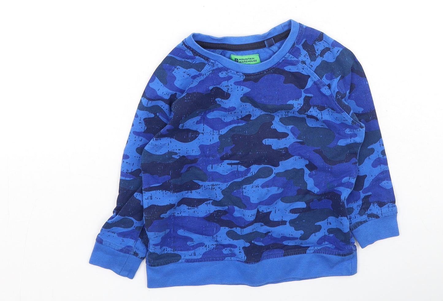Mountain Warehouse Boys Blue Camouflage Cotton Pullover Sweatshirt Size 2-3 Years