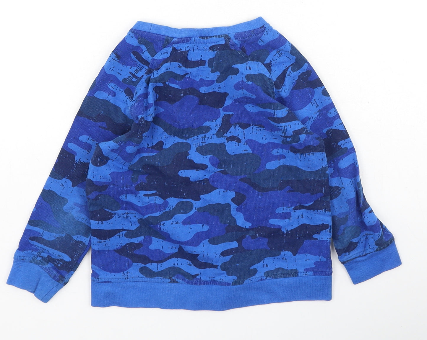 Mountain Warehouse Boys Blue Camouflage Cotton Pullover Sweatshirt Size 2-3 Years