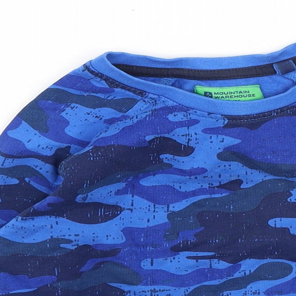 Mountain Warehouse Boys Blue Camouflage Cotton Pullover Sweatshirt Size 2-3 Years