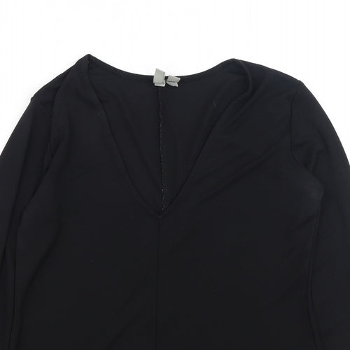 ASOS Womens Black  Polyester Basic Blouse Size 12 V-Neck