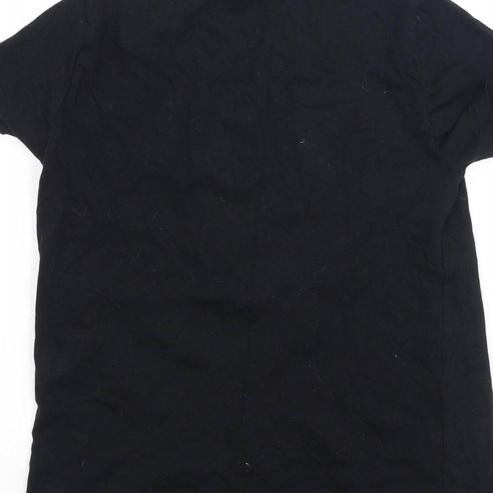 New Look Womens Black  Cotton Basic T-Shirt Size 6 Round Neck