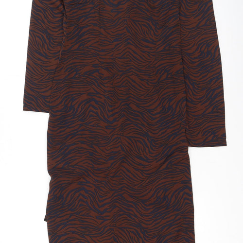 SheIn Womens Brown Animal Print Polyester Bodycon  Size M  Square Neck