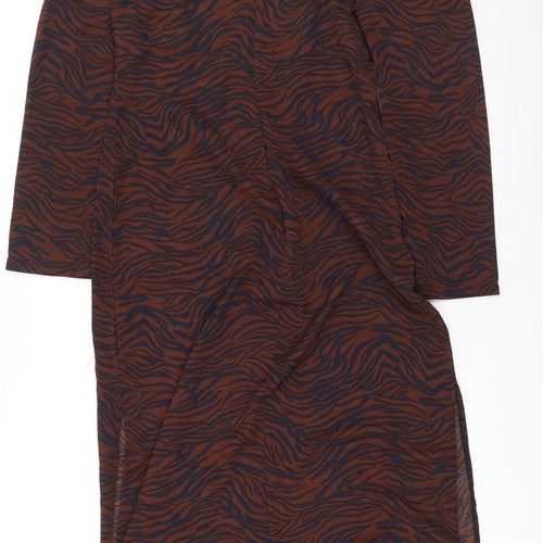 SheIn Womens Brown Animal Print Polyester Bodycon  Size M  Square Neck