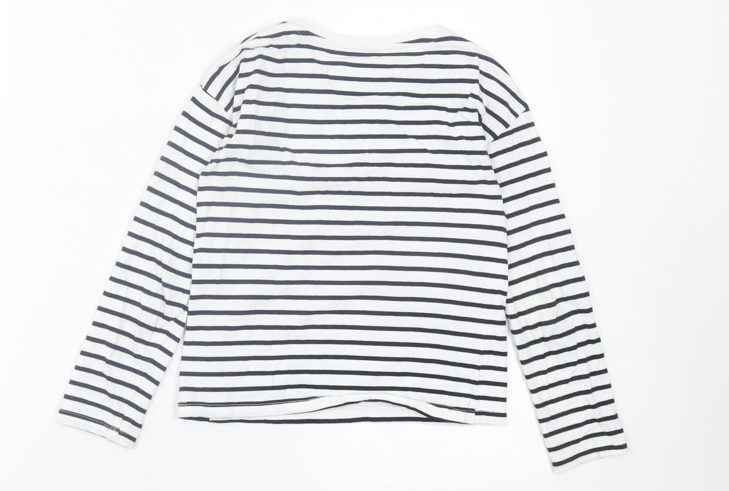 Dunnes Stores Girls White Striped Cotton Basic Casual Size 8 Years Crew Neck Pullover