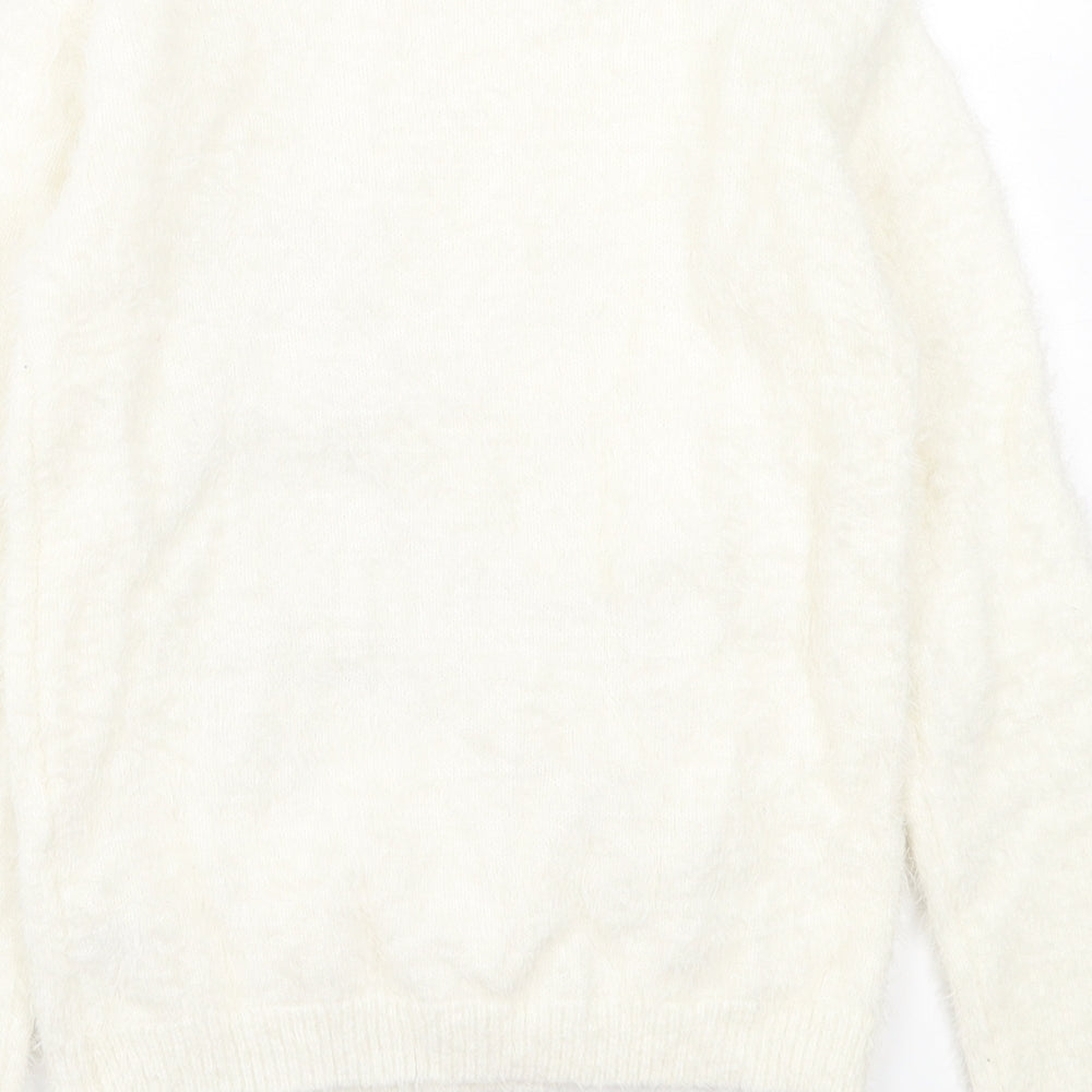 Dunnes Stores Girls Ivory Crew Neck  Polyamide Pullover Jumper Size 10 Years  Pullover - Christmas Jumper