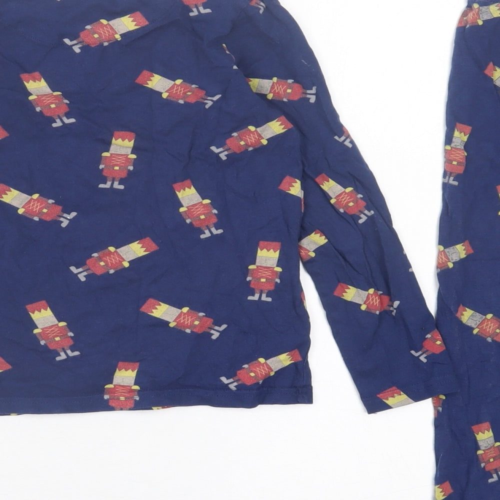 Marks and Spencer Boys Blue Geometric Cotton  Pyjama Set Size 5-6 Years  Pullover