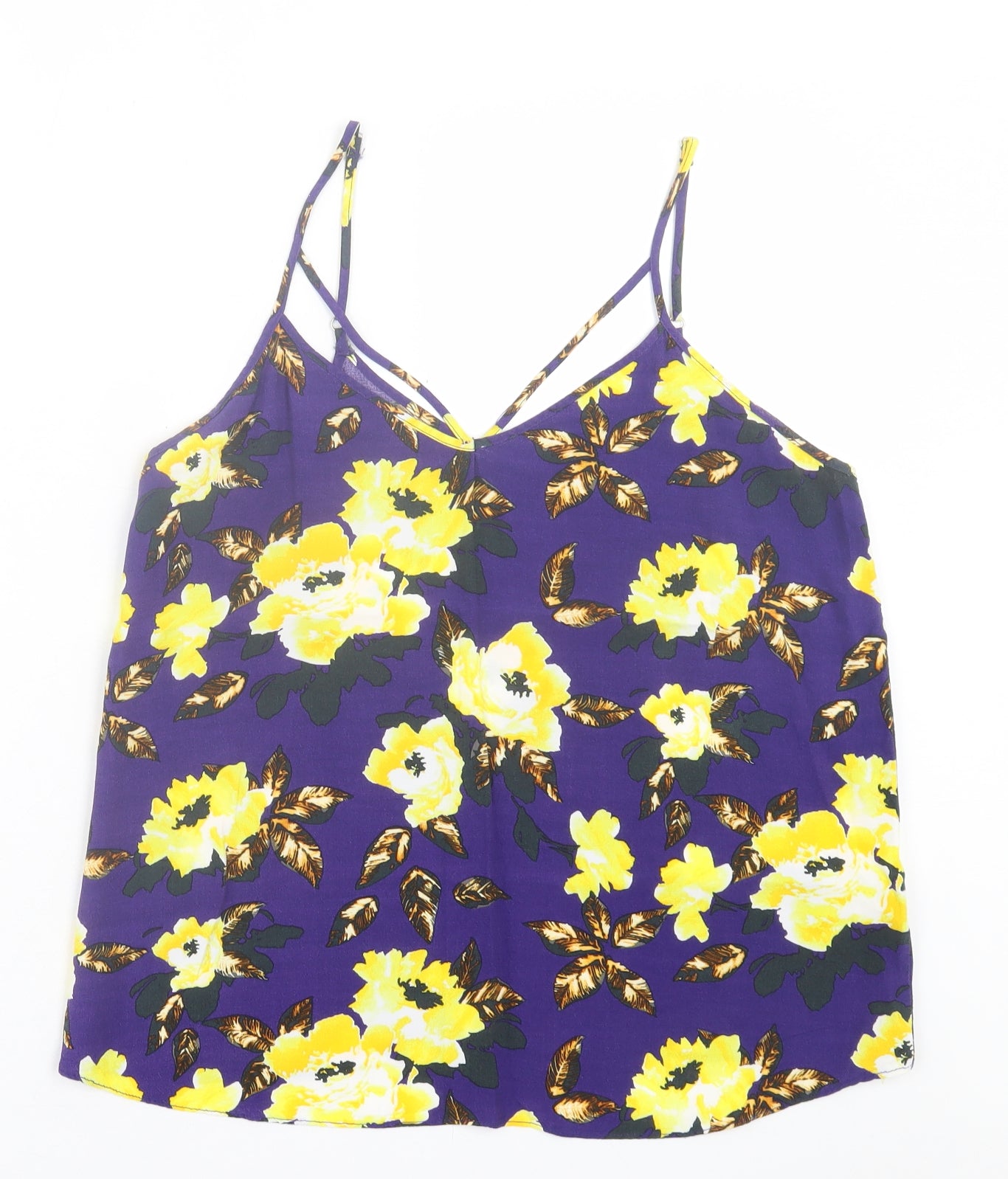 River Island Womens Purple Fair Isle Polyester Basic Tank Size 10 V-Neck