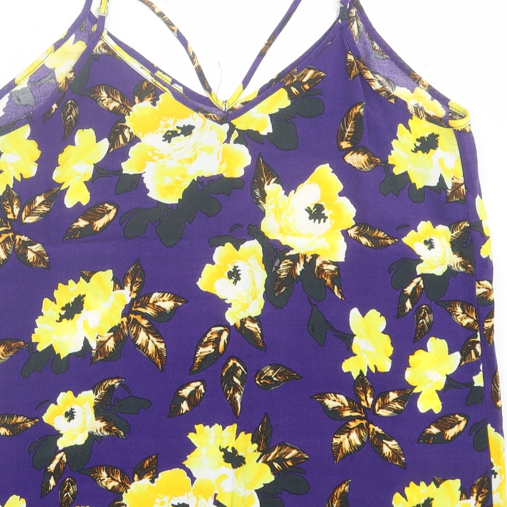 River Island Womens Purple Fair Isle Polyester Basic Tank Size 10 V-Neck