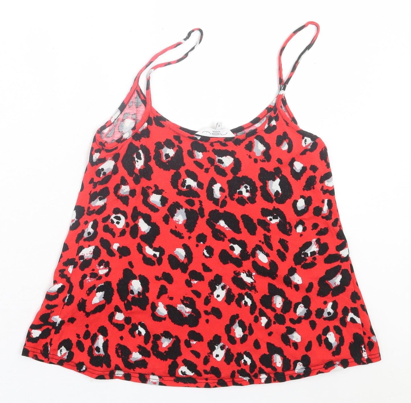 New Look Womens Red Animal Print Viscose Basic Tank Size 8 Scoop Neck