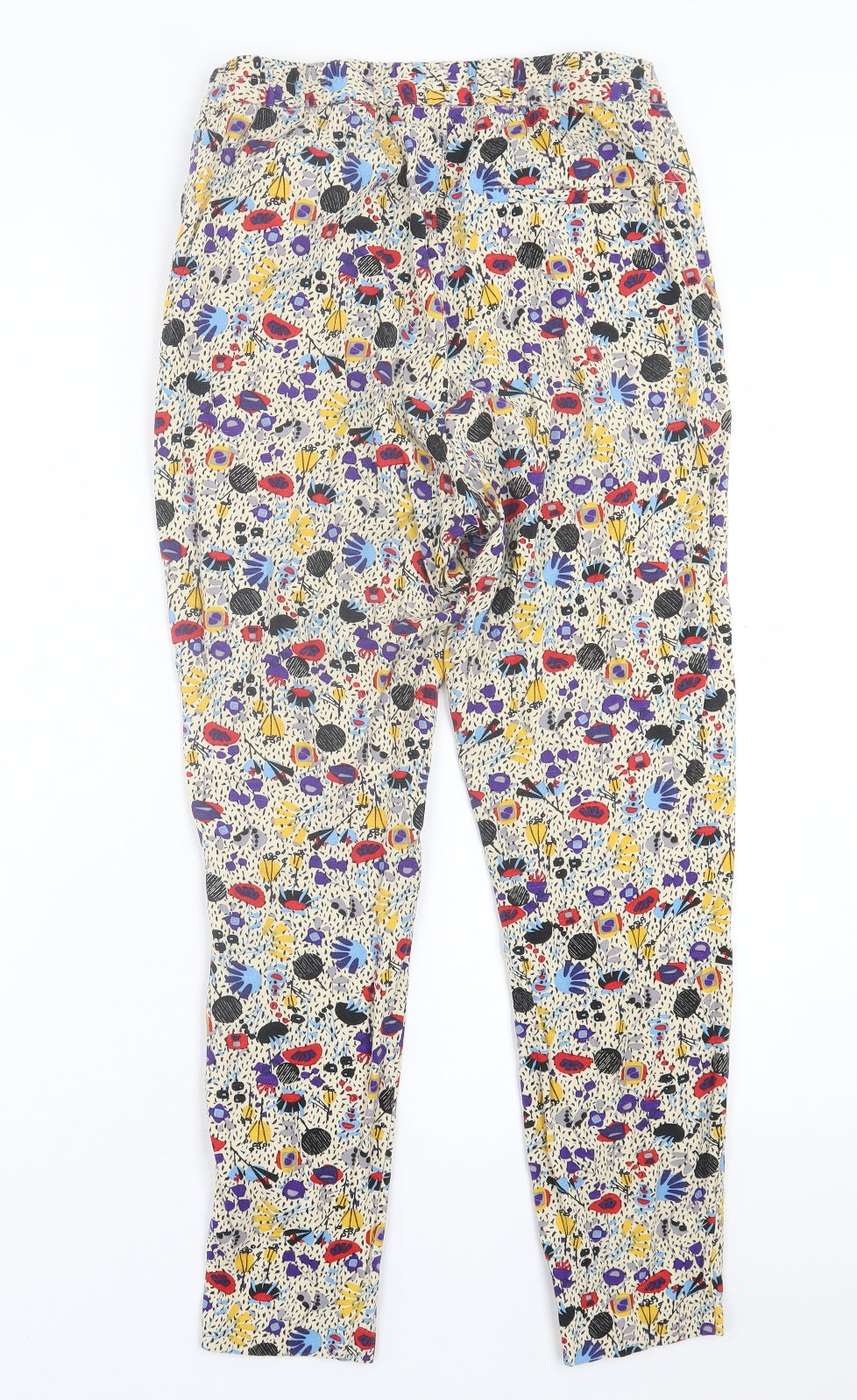 H&M Womens Multicoloured Geometric Viscose Trousers  Size 8 L26 in Regular