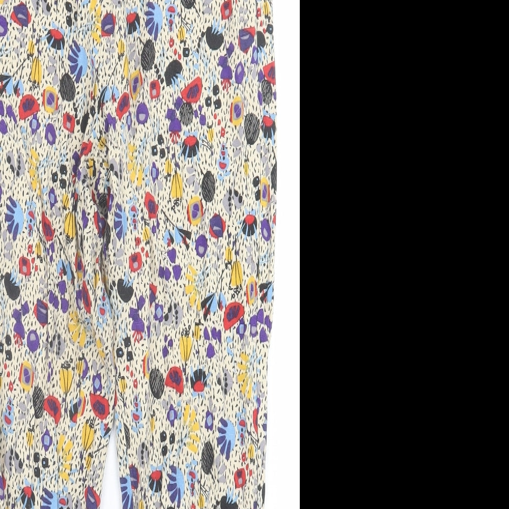 H&M Womens Multicoloured Geometric Viscose Trousers  Size 8 L26 in Regular