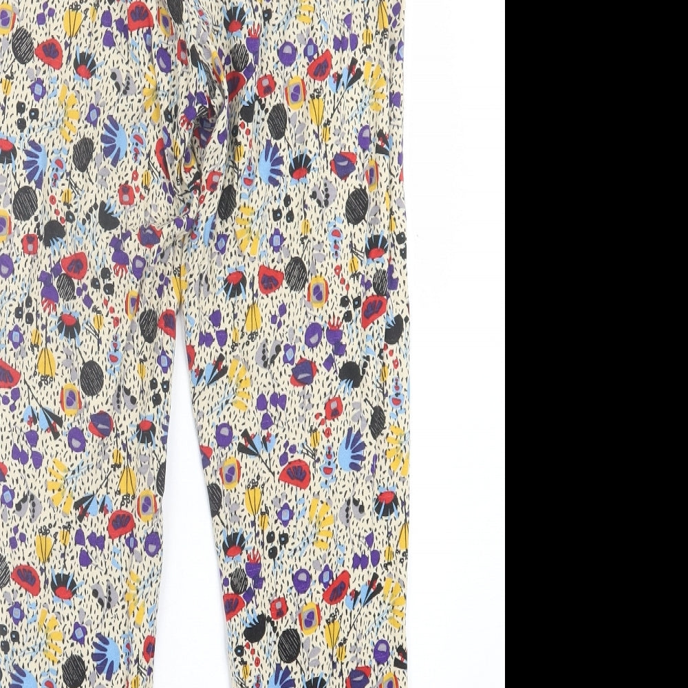 H&M Womens Multicoloured Geometric Viscose Trousers  Size 8 L26 in Regular