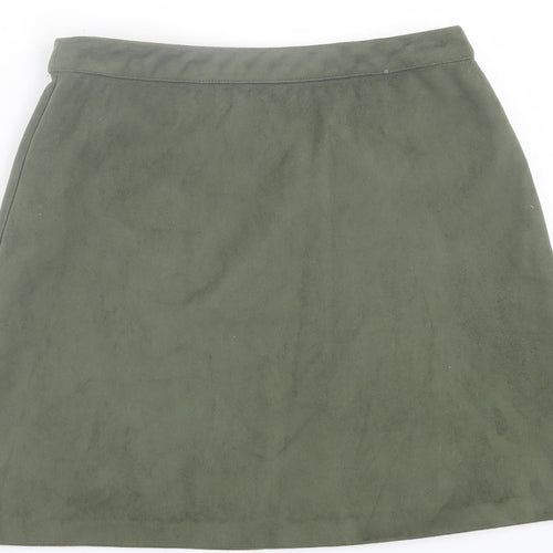 Primark Womens Green  Polyester A-Line Skirt Size 10   Zip