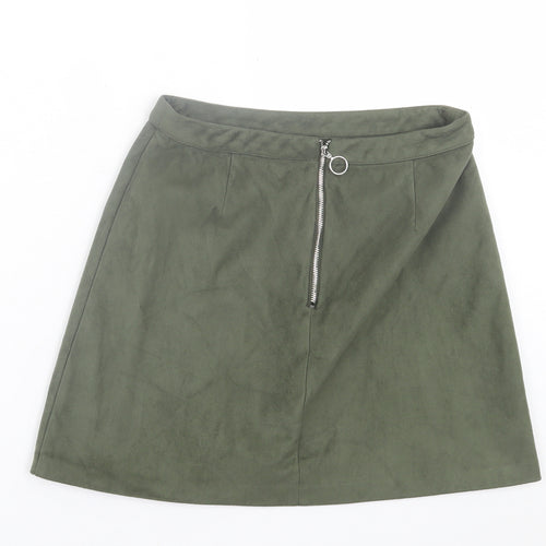 Primark Womens Green  Polyester A-Line Skirt Size 10   Zip