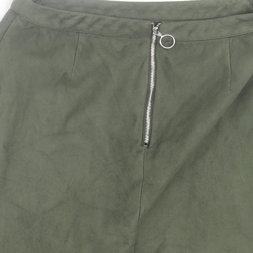 Primark Womens Green  Polyester A-Line Skirt Size 10   Zip