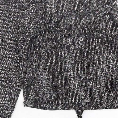 New Look Womens Silver  Nylon Cropped Blouse Size 6 V-Neck