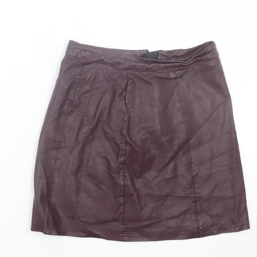 Preworn Womens Purple  Polyurethane A-Line Skirt Size 6   Zip
