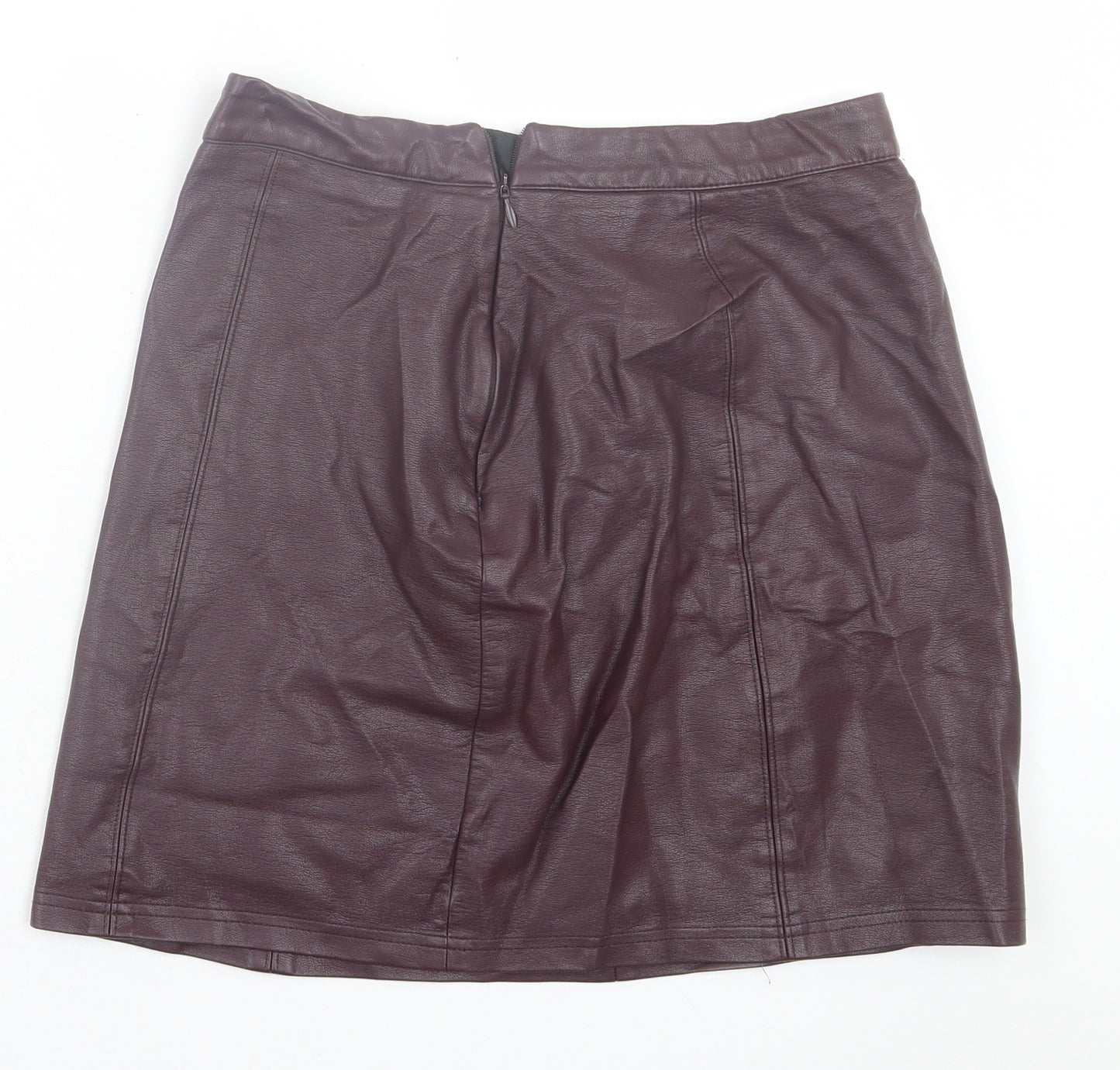 Preworn Womens Purple  Polyurethane A-Line Skirt Size 6   Zip