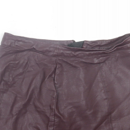 Preworn Womens Purple  Polyurethane A-Line Skirt Size 6   Zip