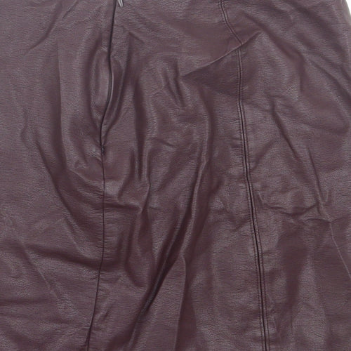 Preworn Womens Purple  Polyurethane A-Line Skirt Size 6   Zip