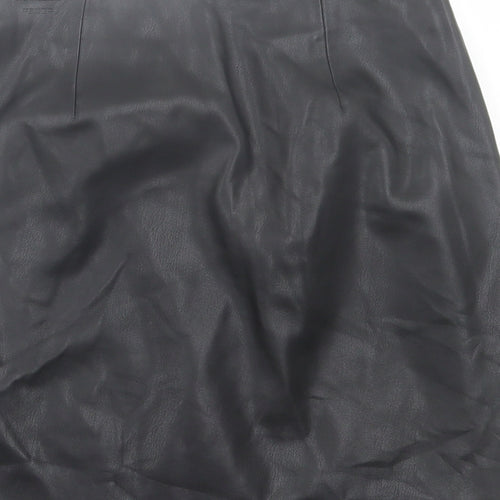 River Island Womens Black Floral Polyurethane A-Line Skirt Size 6   Zip