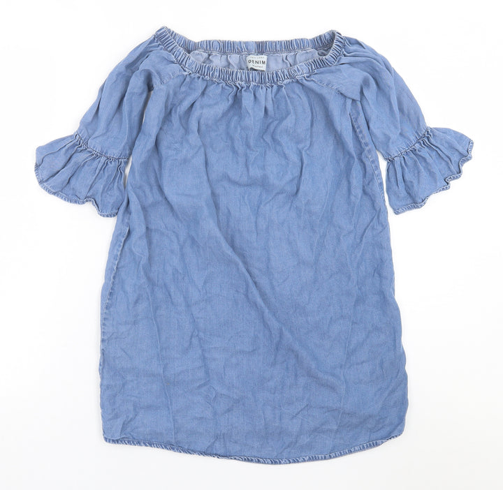 New Look Womens Blue  Lyocell A-Line  Size 6  Off the Shoulder Pullover