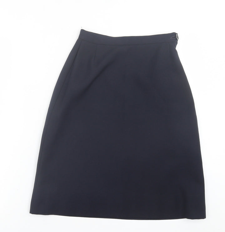 Preworn Womens Blue Polyester A-Line Skirt Size 12 Button