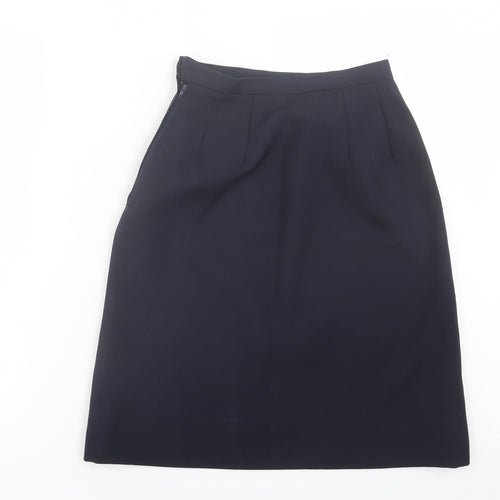 Preworn Womens Blue  Polyester A-Line Skirt Size 12   Button