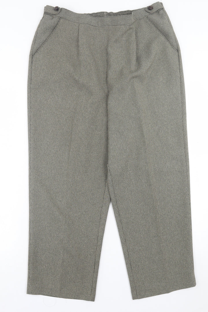 BM Womens Black Plaid Polyester Trousers Size 16 L24 in Regular Button