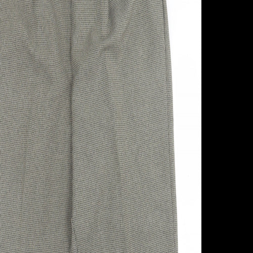 BM Womens Black Plaid Polyester Trousers  Size 16 L24 in Regular Button