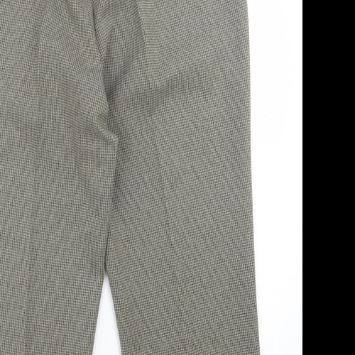 BM Womens Black Plaid Polyester Trousers  Size 16 L24 in Regular Button