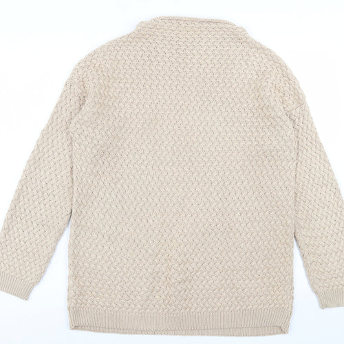 Dunnes Stores Womens Beige High Neck  Acrylic Pullover Jumper Size M