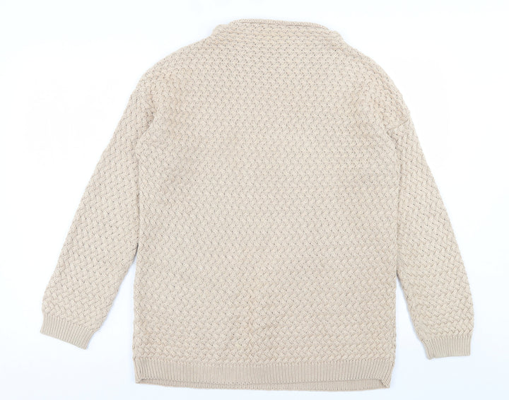 Dunnes Stores Womens Beige High Neck  Acrylic Pullover Jumper Size M