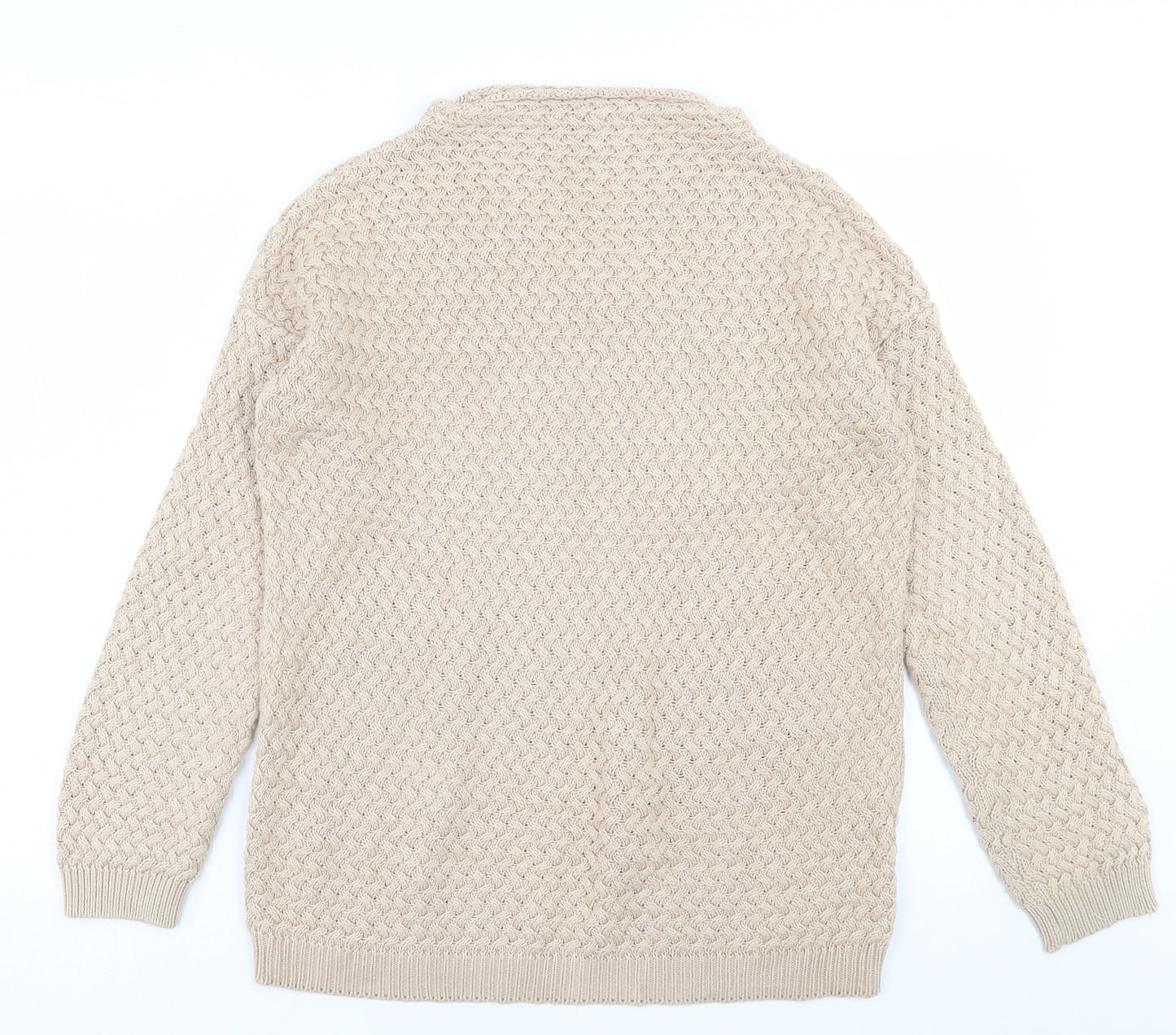 Dunnes Stores Womens Beige High Neck  Acrylic Pullover Jumper Size M