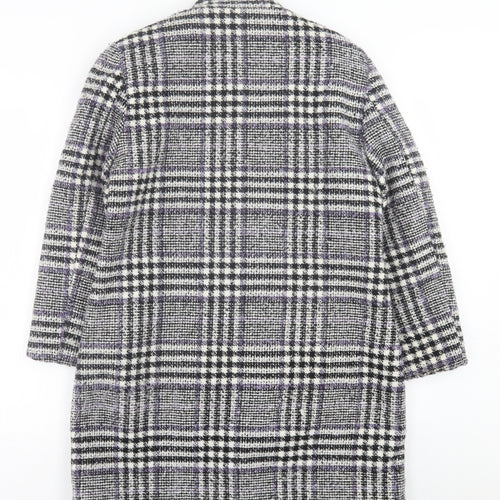 Classic Womens Purple Plaid  Overcoat Coat Size 12  Button