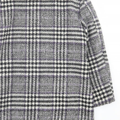 Classic Womens Purple Plaid  Overcoat Coat Size 12  Button