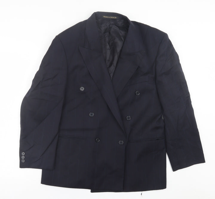 Marks and Spencer Mens Blue  Wool Jacket Suit Jacket Size 40