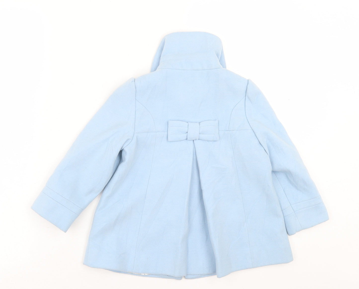 NEXT Girls Blue   Overcoat Coat Size 2-3 Years  Button