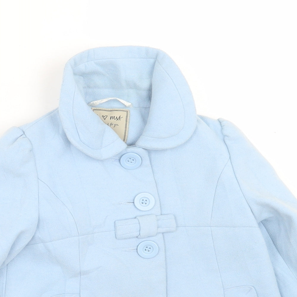NEXT Girls Blue   Overcoat Coat Size 2-3 Years  Button