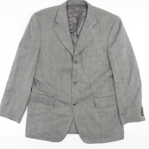 ROY ROBSON Mens Grey Plaid Wool Jacket Suit Jacket Size 42